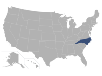 North Carolina highlighted in a map of the U.S.